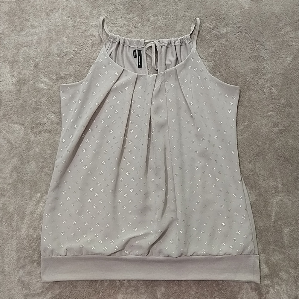 Gold print pleated front top